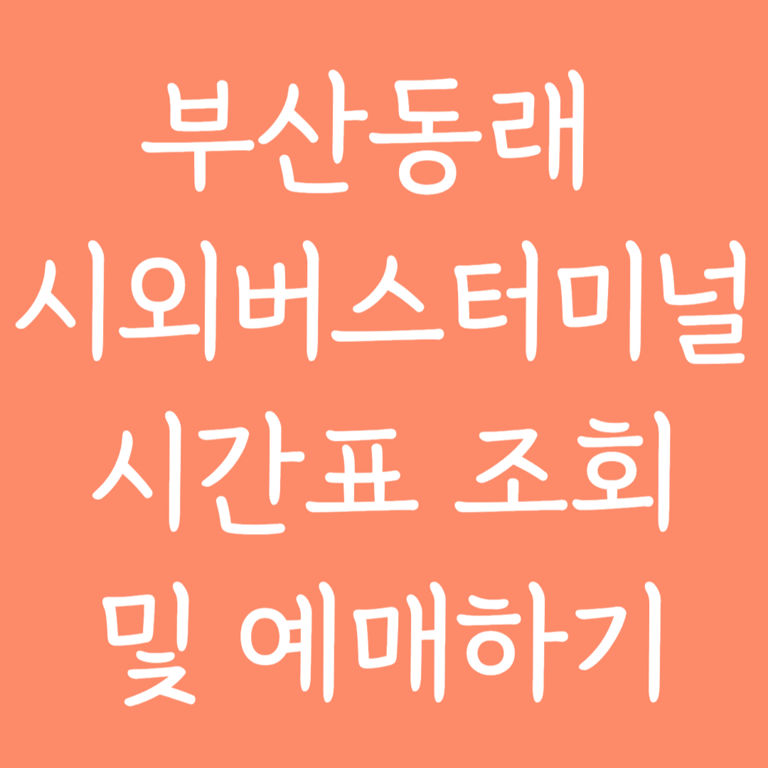 부산동래 시외버스터미널 시간표 조회 및 예매하기