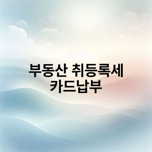 부동산 취등록세 카드납부