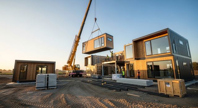 모듈러주택 공장 제작 모듈을 현장에서 조립하는 건축 과정