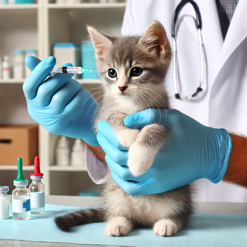 예방접종 하고 있는 고양이