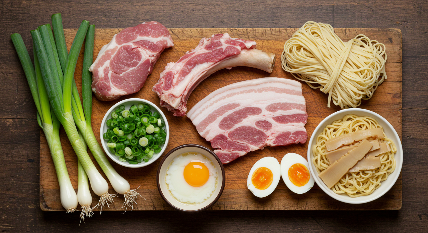 라멘을 만들기 위한 신선한 재료