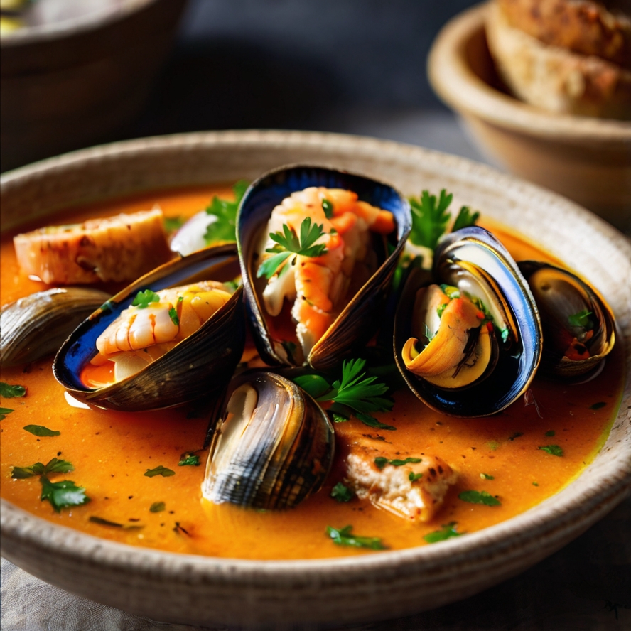 마르세유 대표음식 해산물 스튜 '부야베스'를 묘사한 이미지