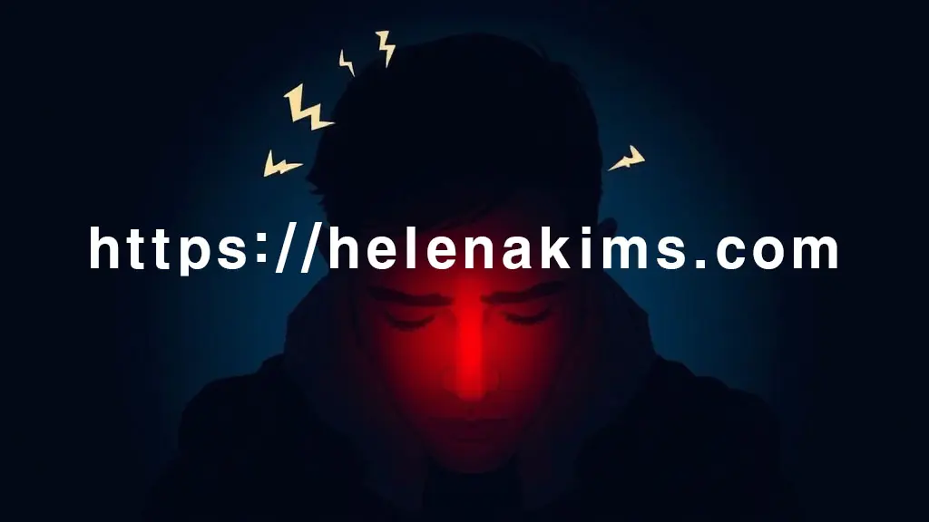 지친 표정으로 눈을 감고 머리를 감싸 쥐고 있는 사람의 모습.