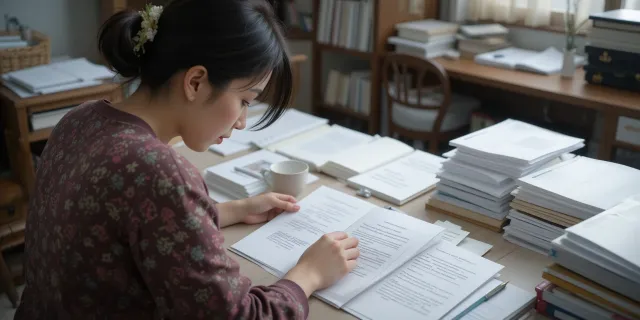 부실우려차주 신청을 위한 관련 서류들을 정리하는 장면