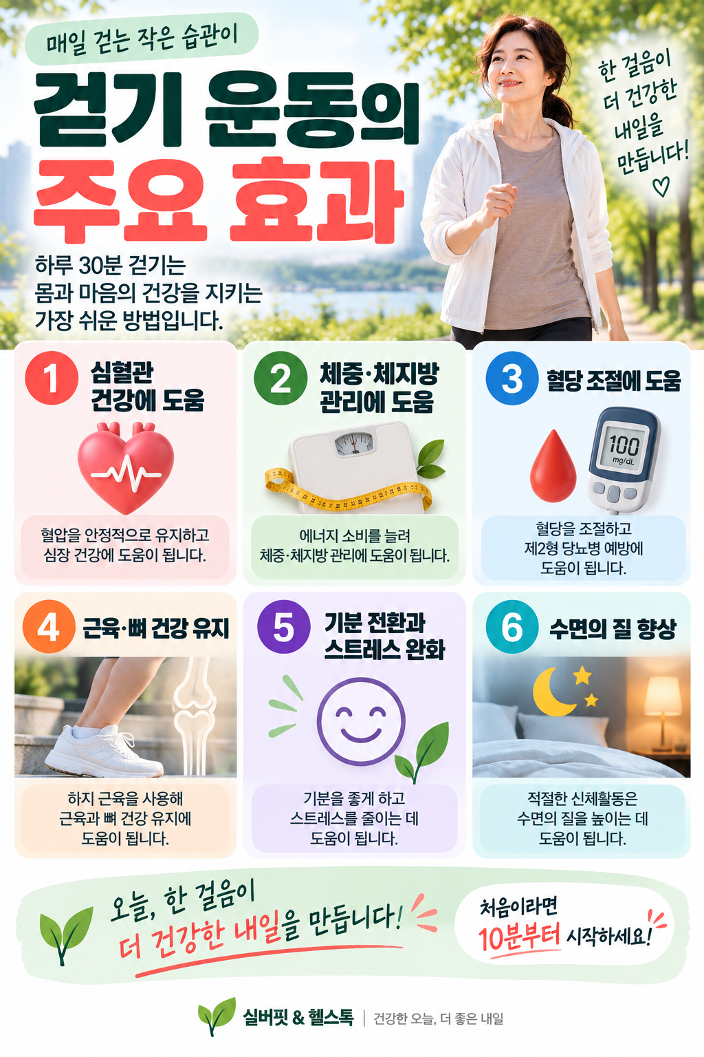 걷기 운동의 심혈관 건강 체중 체지방 관리 등 주요 효과