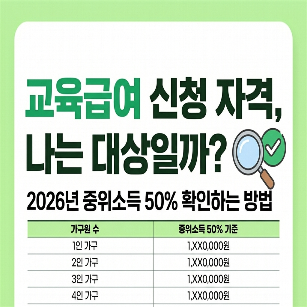 2026 교육급여 대상 조건 기준 중위소득 50% 확인