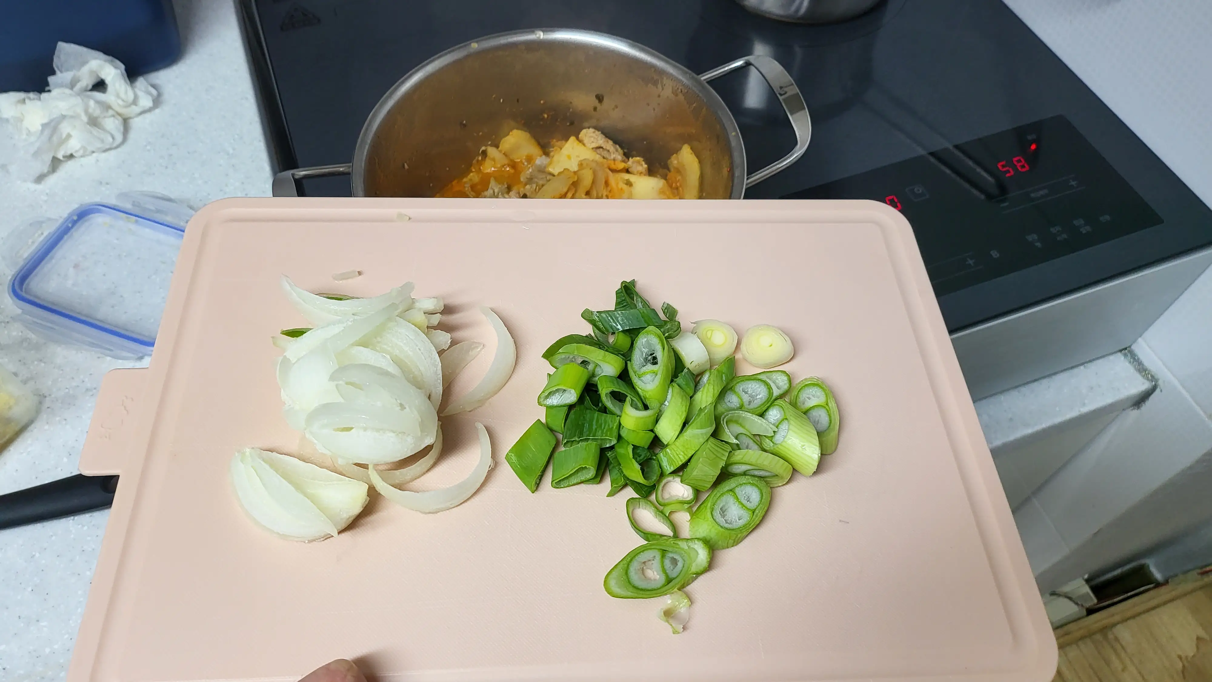 김치, 고기 볶기