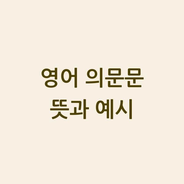 영어 의문문 뜻과 예시 섬네일