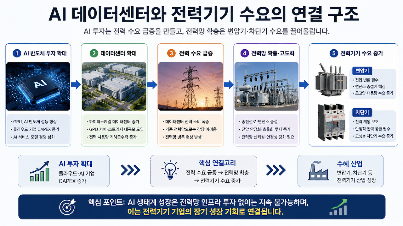 AI 데이터센터와 전력기기 수요의 연결 구조