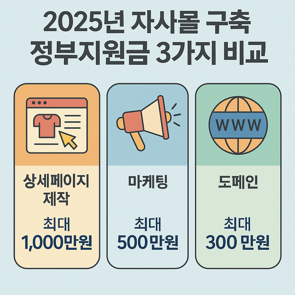 자사몰 구축 정부지원금 3가지 비교 사진자료