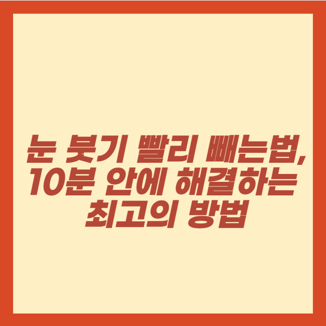 눈 붓기 빨리 빼는법