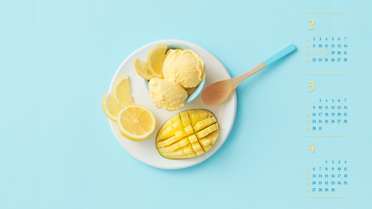 12 망고 아이스크림 B - 2026년3월 달력배경화면