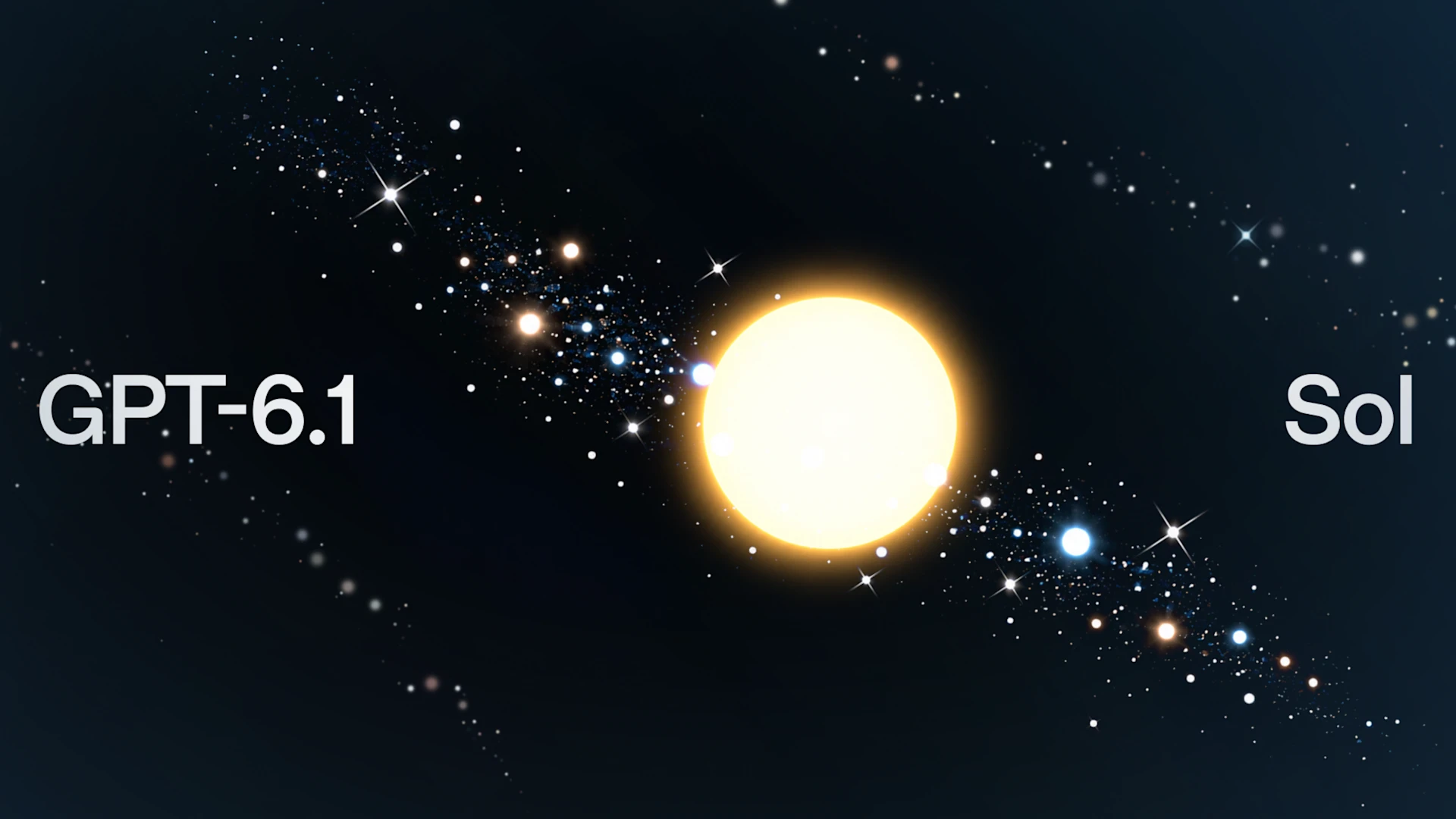별이 빛나는 어두운 배경 위에 표시된 GPT-6.1 Sol 제목.