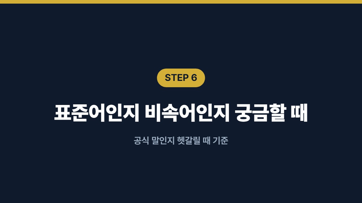 표준어인지 비속어인지 궁금할 때 — 공식 말인지 헷갈릴 때 기준