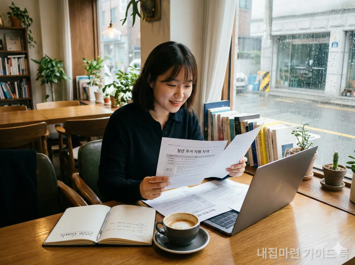 주거 지원 자격을 확인하는 한국 청년의 모습