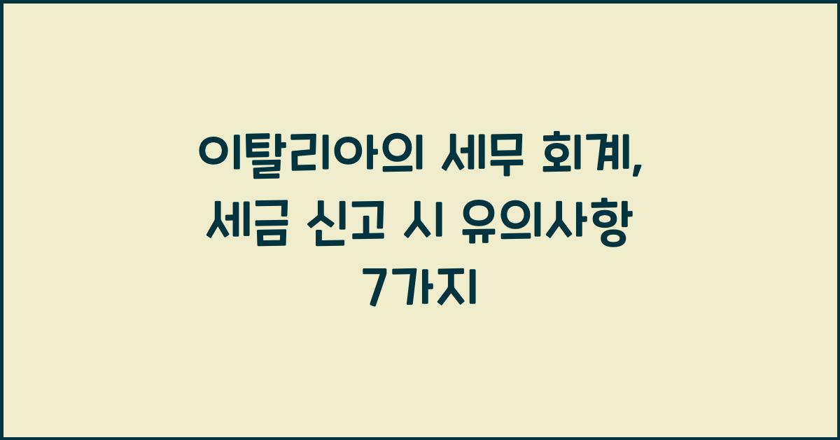 이탈리아의 세무 회계: 세금 신고 시 유의사항