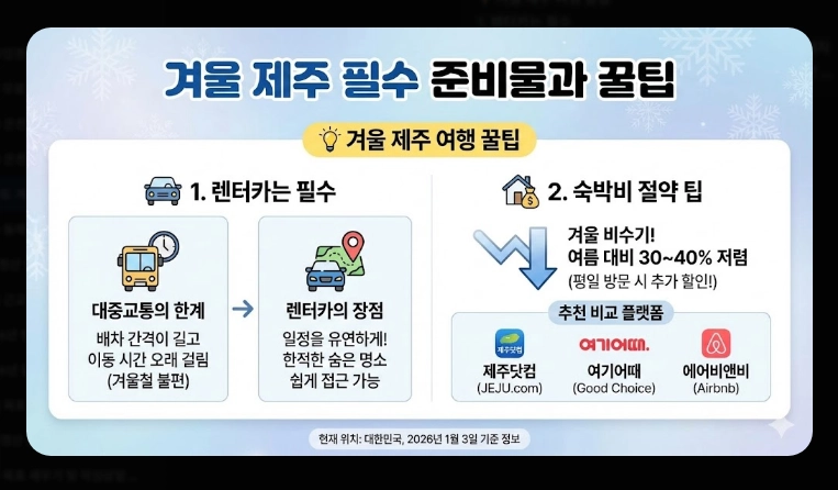 제주도 겨울 여행 3박4일 일정표 완벽 가이드 2026