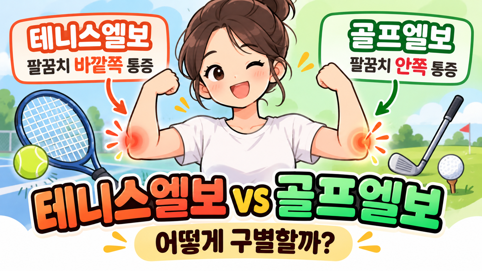 테니스엘보 골프엘보 차이｜팔꿈치 통증 위치와 자가진단 3가지