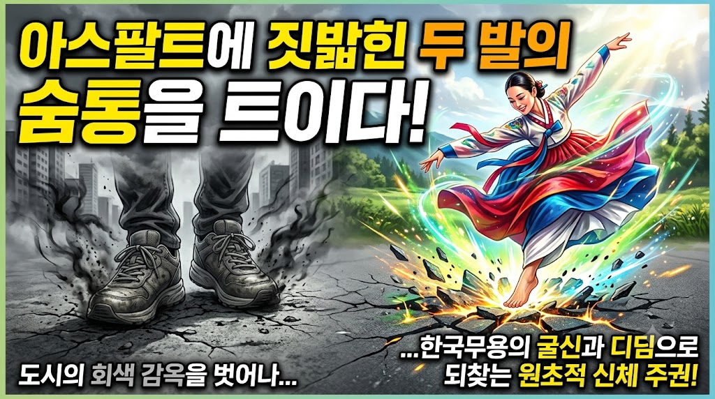 아스팔트에 짓밟힌 두 발의 숨통을 트이다: 도시의 회색 감옥을 벗어나 한국무용의 굴신과 디딤으로 되찾는 원초적 신체 주권