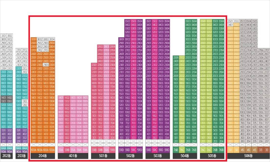 김포 한강수자인 오브센트 평면도 59B 59C 59D 76B 103A