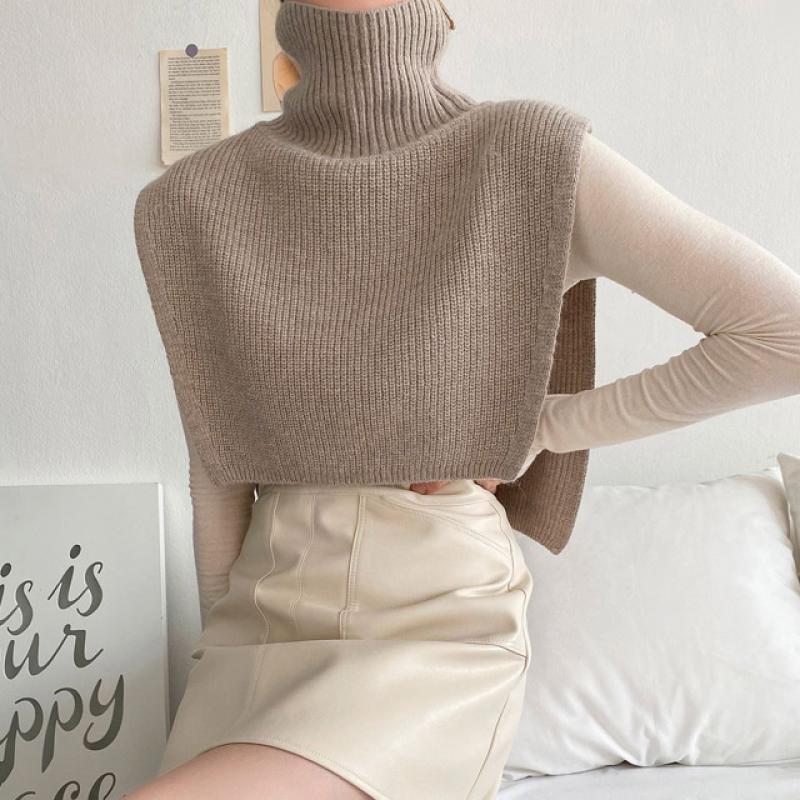 리얼 폭스 니트 터틀넥 폴라 워머 여성 겨울 넥워머