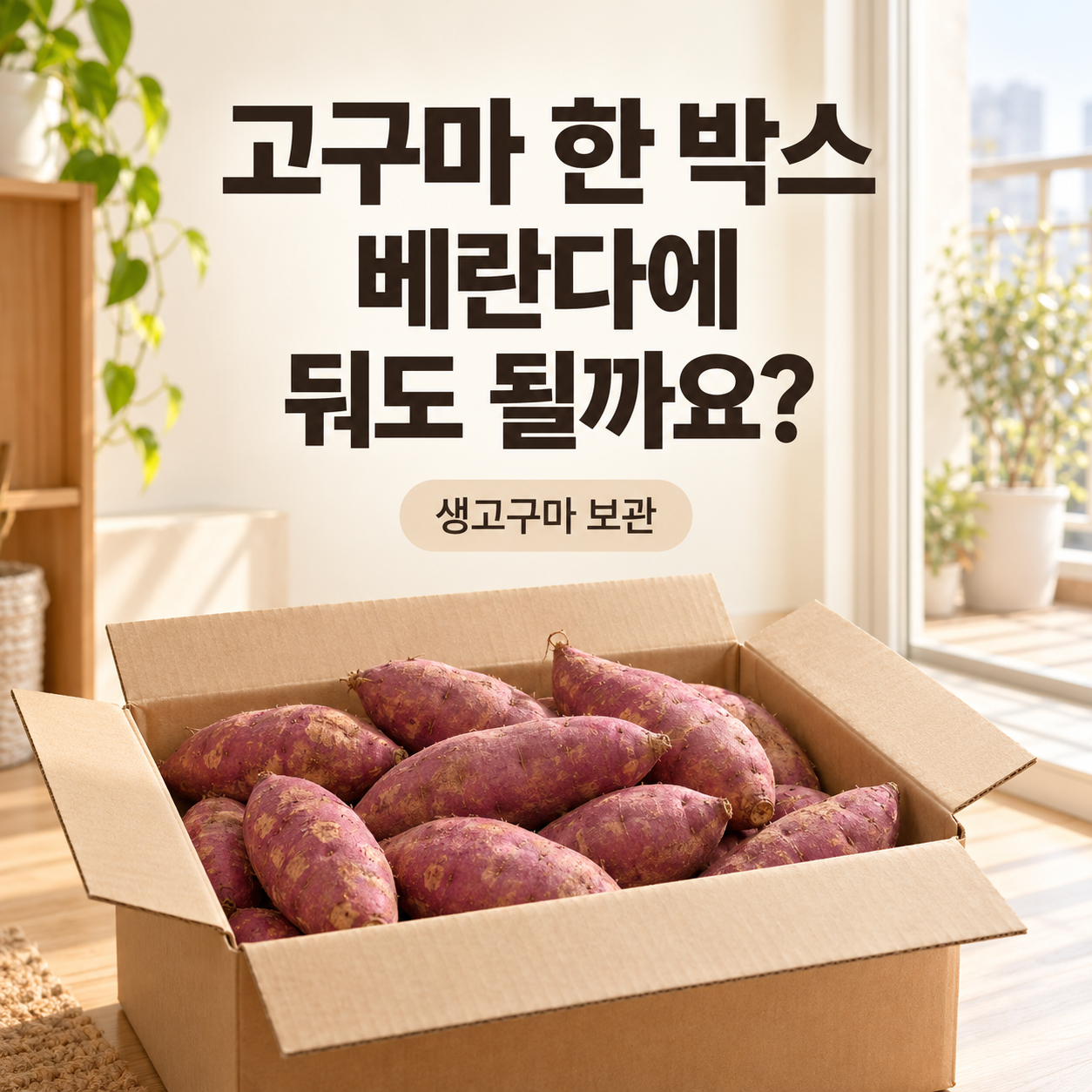 고구마 한 박스의 베란다 보관을 묻는 정사각형 썸네일