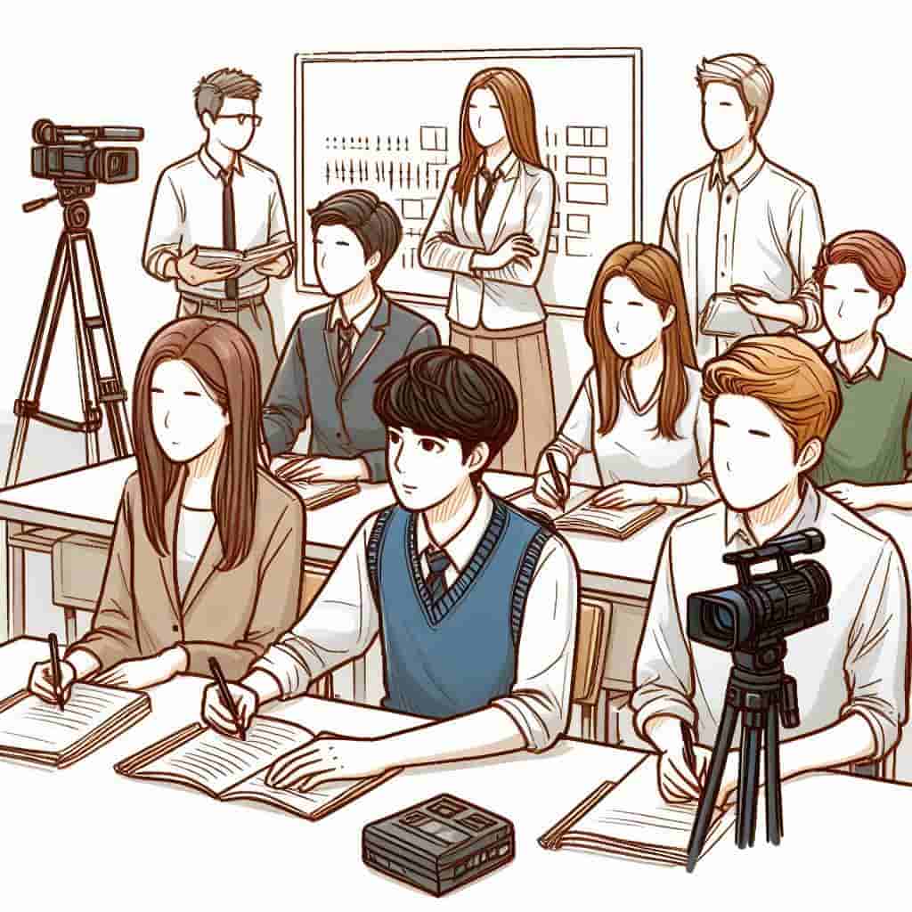 영상 교육을 받고 있는 수강생들