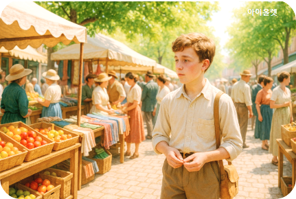 토요일 저녁의 활기찬 시장