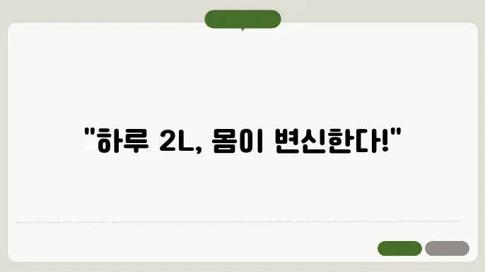 하루에 물 2L 마시면 몸여졌으니