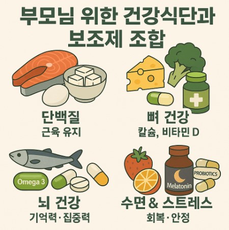 부모님을 위한 건강한 식단과 보조제 조합 사진