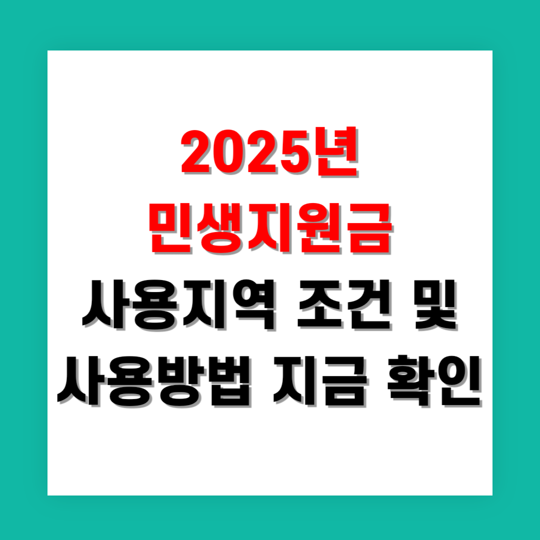 2025년 민생지원금 사용지역 조건 및 사용방법 지금 확인