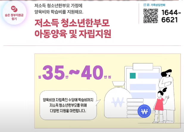 저소득 청소년한부모 가정 양육비 및 학습비 지원