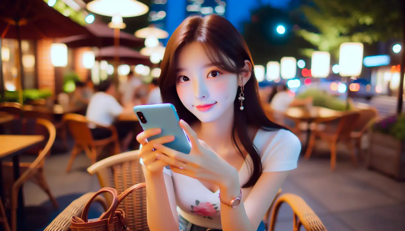 사진-배경-지우기-어플을-사용하는-여성의-모습