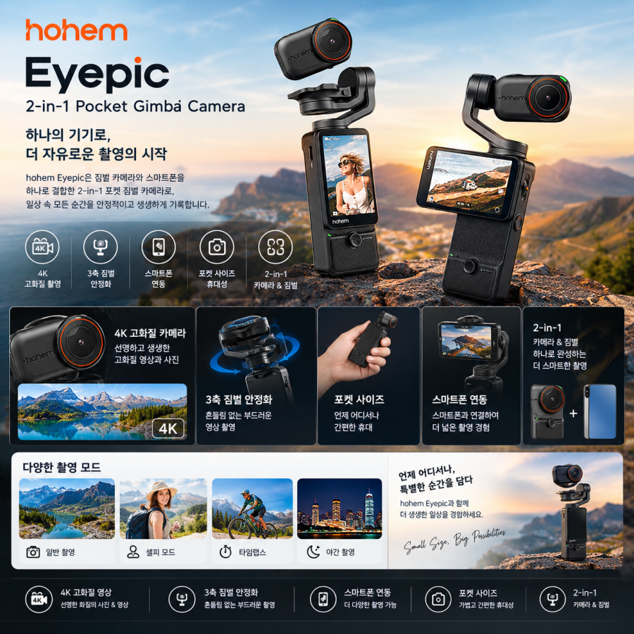 hohem eyepic 2-in-1 포켓 짐벌 카메라