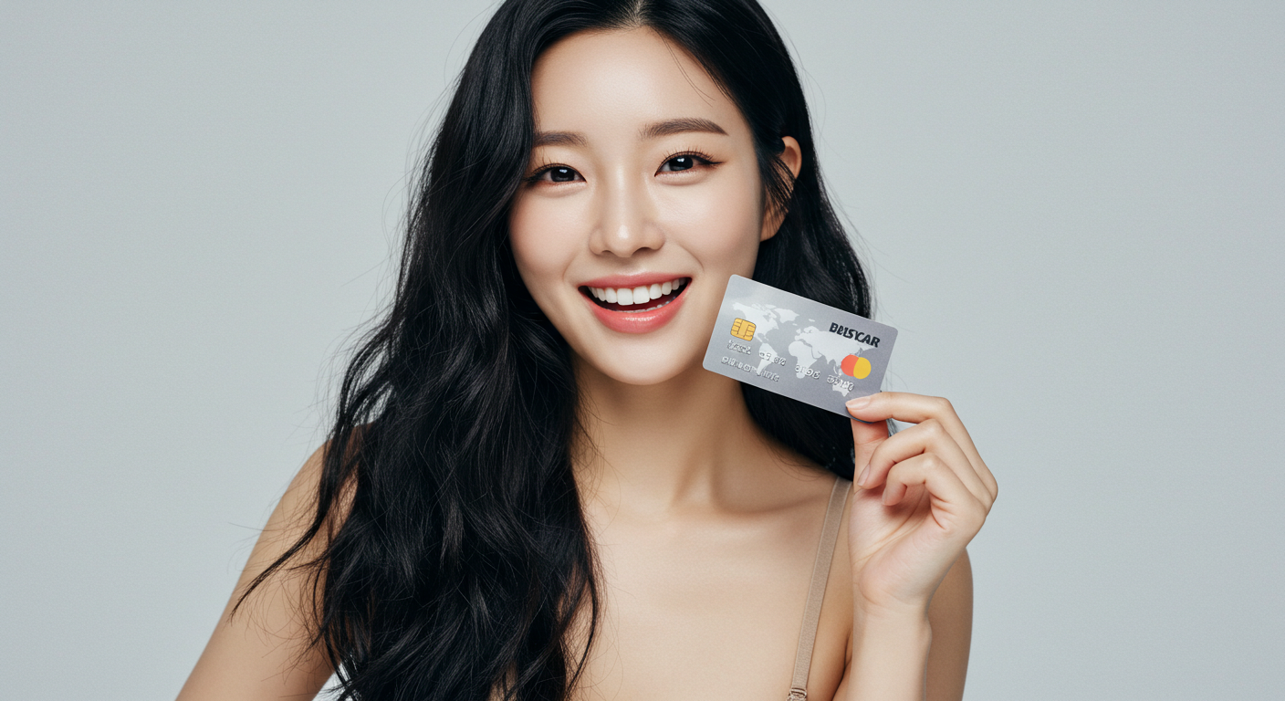 신용카드를 들고있는 여인
