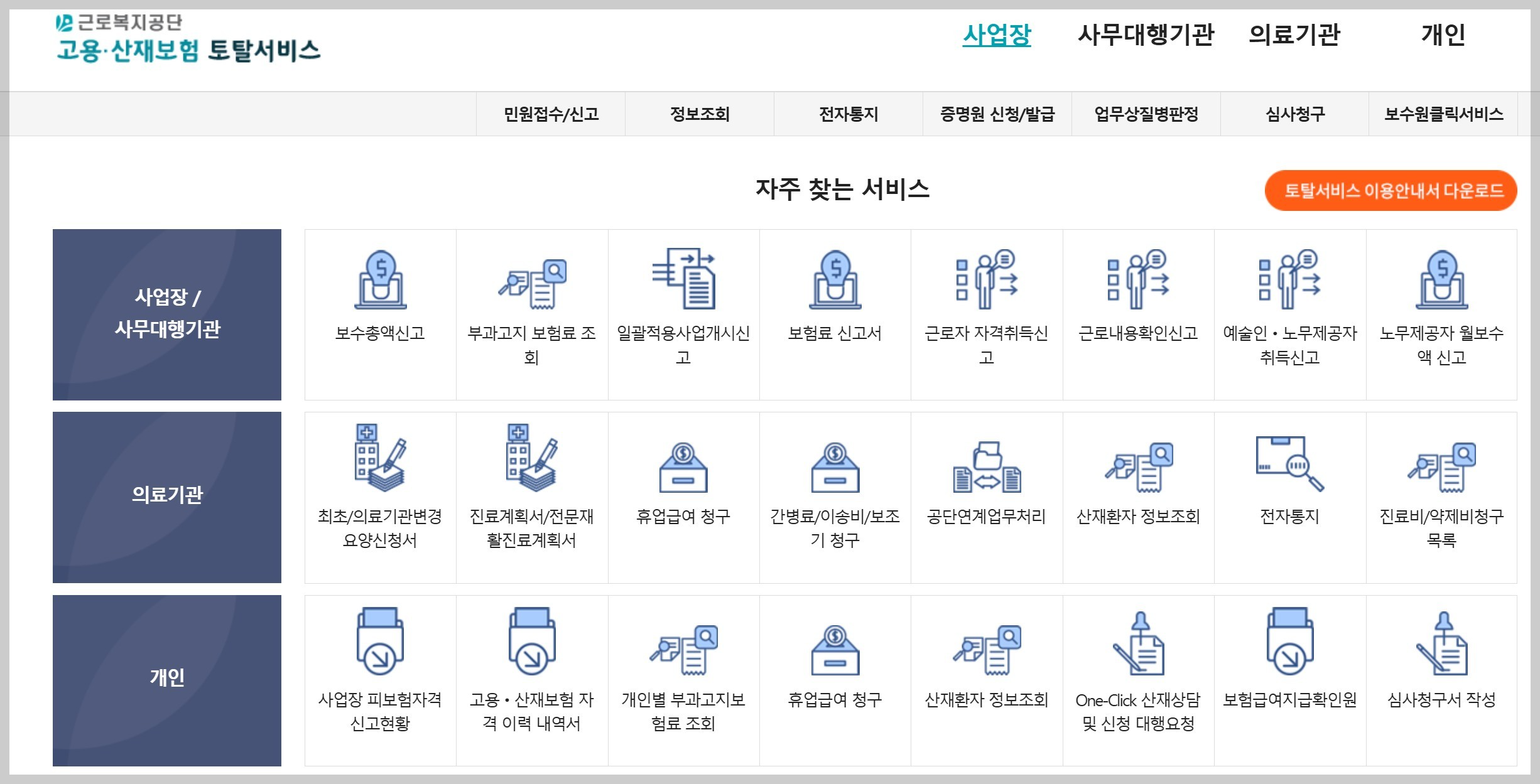 근로복지공단 고용보험 토탈서비스