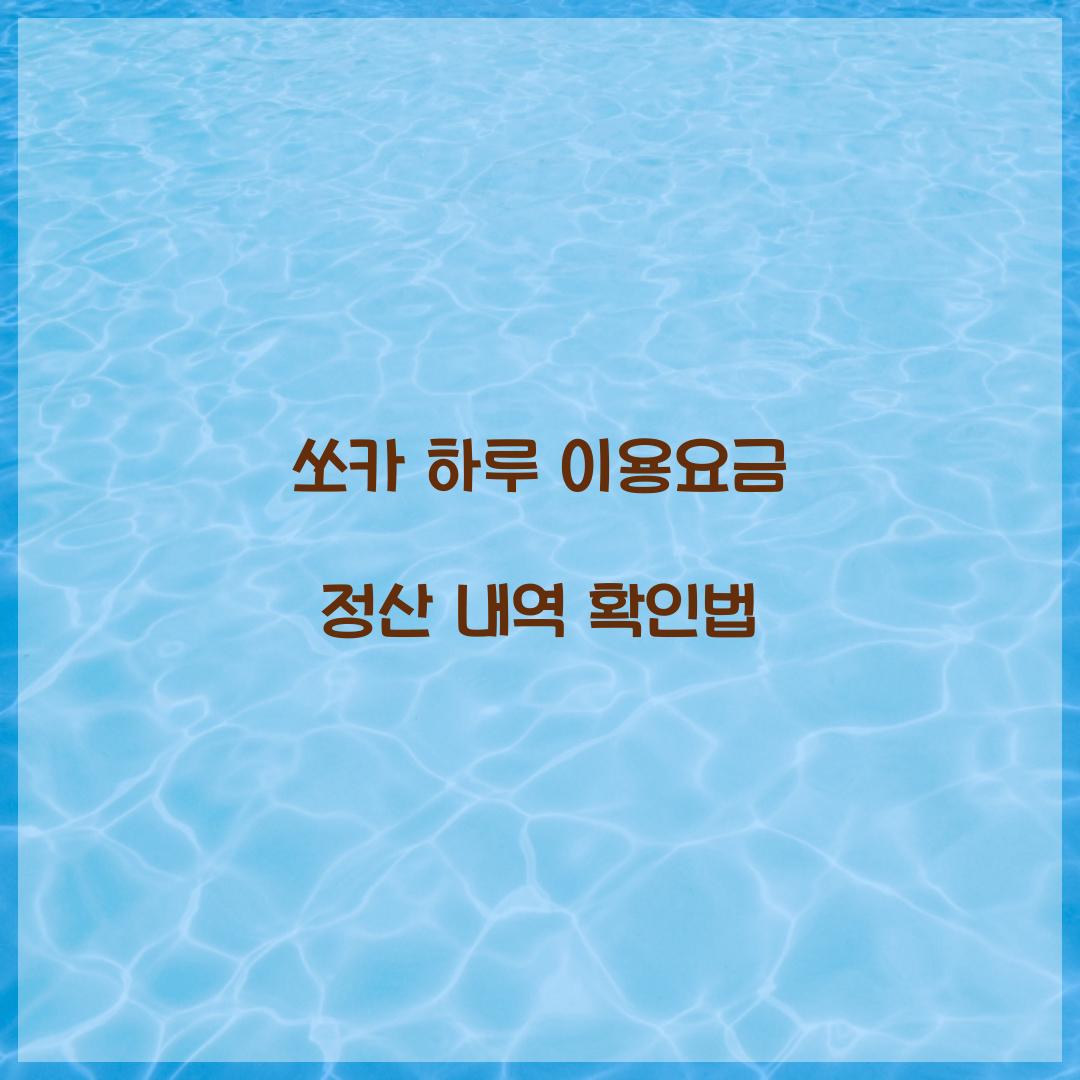 쏘카 하루 이용요금 정산 내역 확인법  