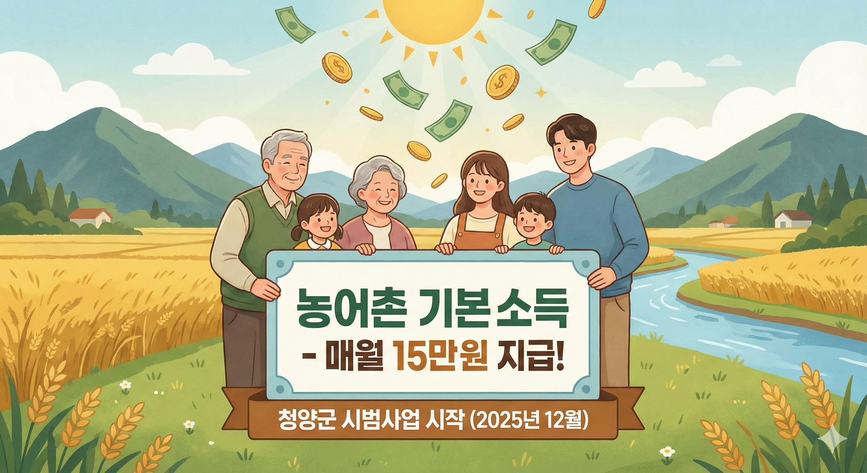 매월 15만원 지급? 농어촌 기본소득 신청 방법 및 대상 지역 (청양군 시범사업 완벽 정리)