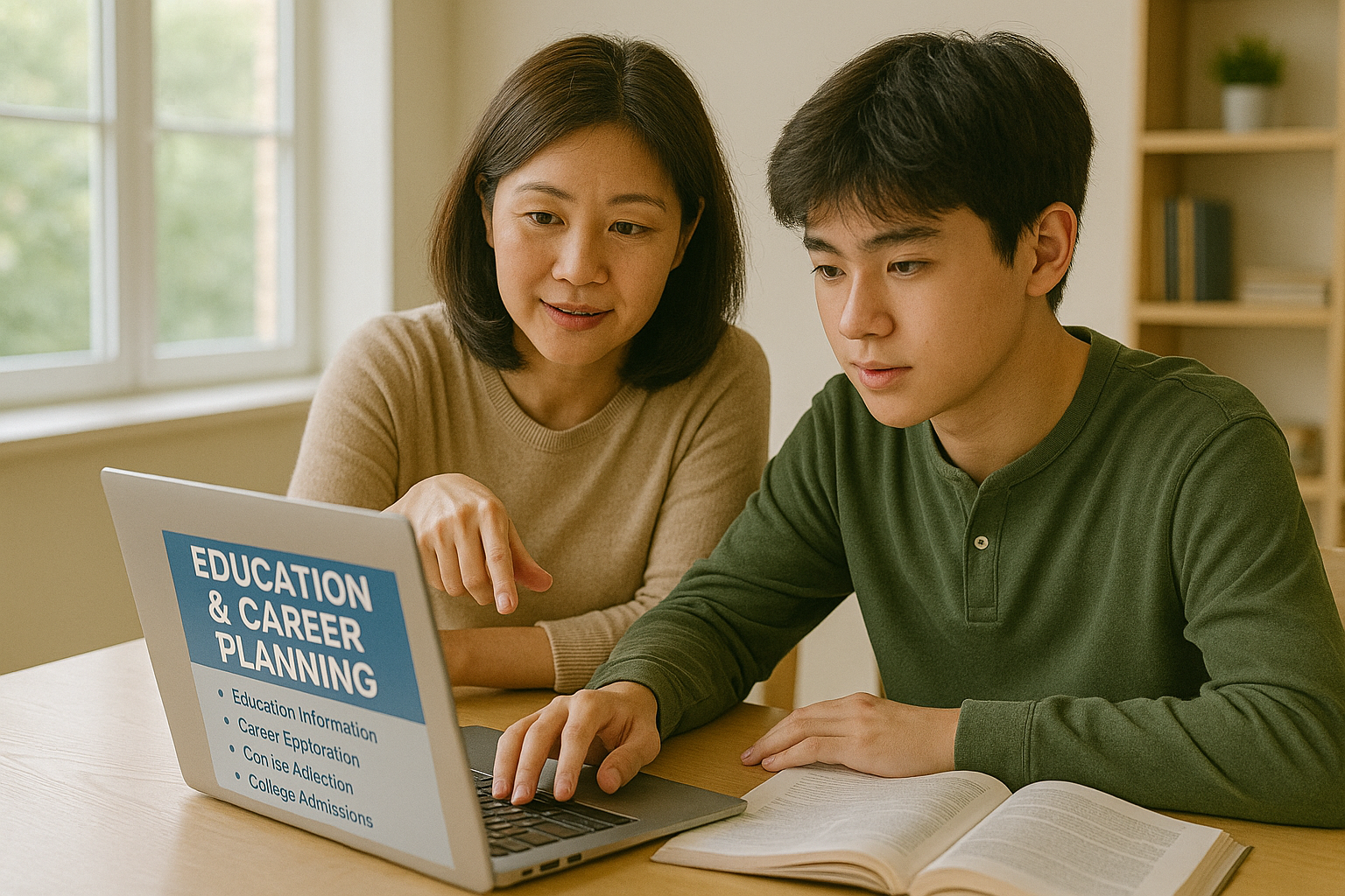 학부모와 학생이 함께 교육 정책을 준비하며 진로를 고민하는 장면 &ndash; 변화에 맞춘 전략적 대응을 상징