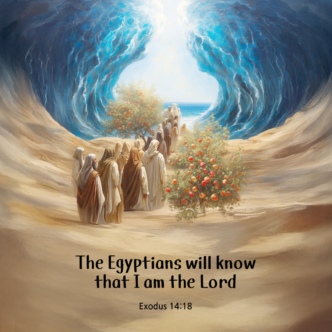 The Egyptians will know that I am the Lord. (Exodus 14:18) by pieonane Daily Bible quote image