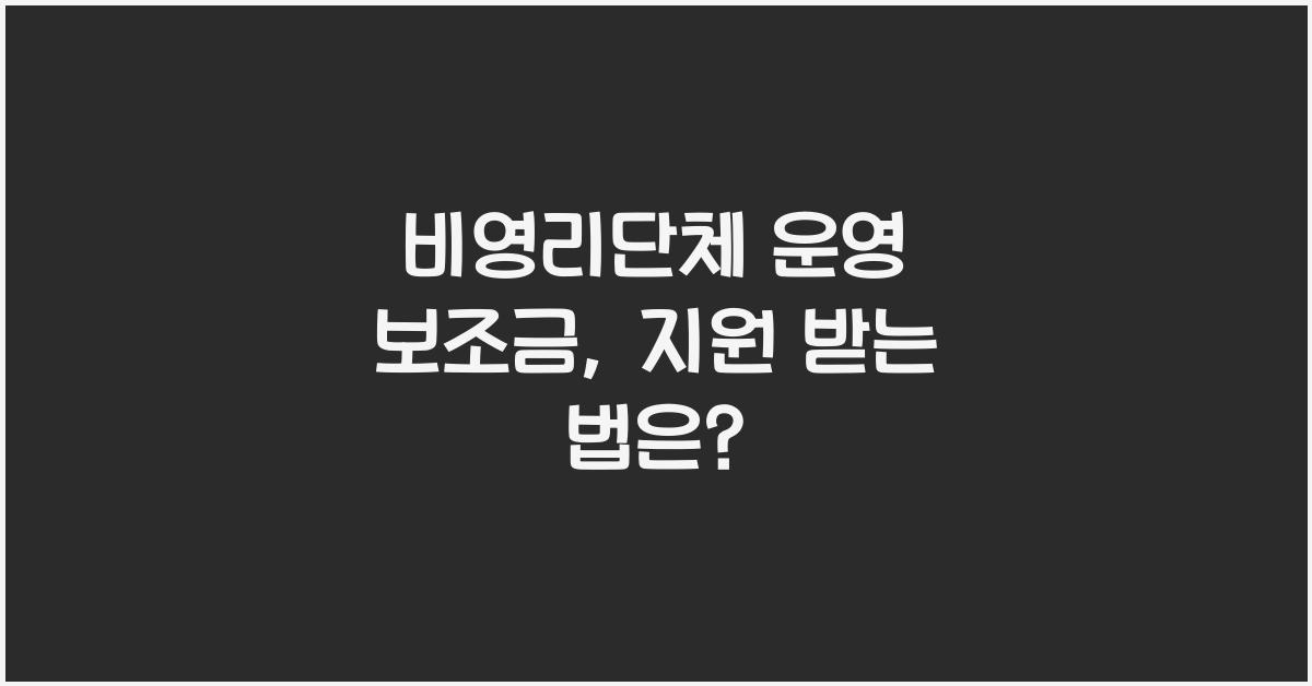 비영리단체 운영 보조금