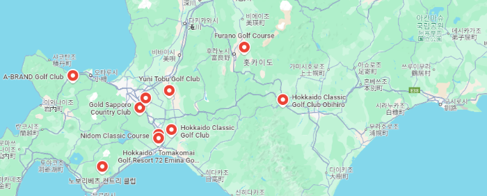 홋카이도 골프장 구글맵 위치저장사진