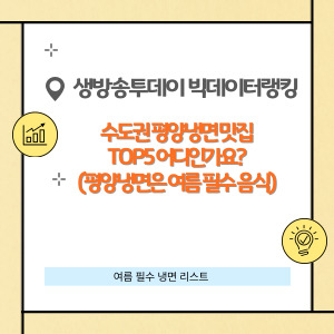 생방송투데이 빅데이터랭킹 맛집