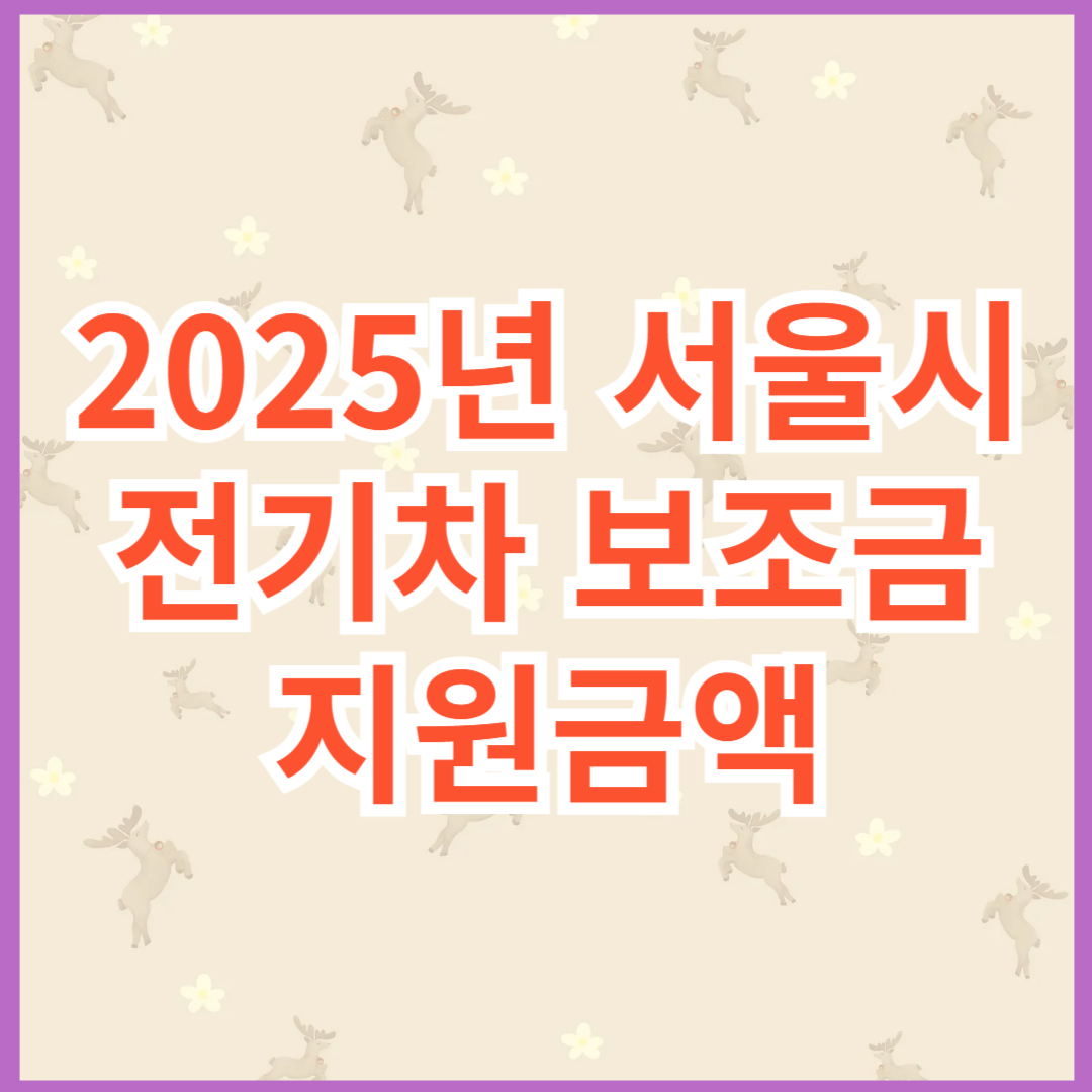 2025년 서울시 전기차 보조금 지원금액