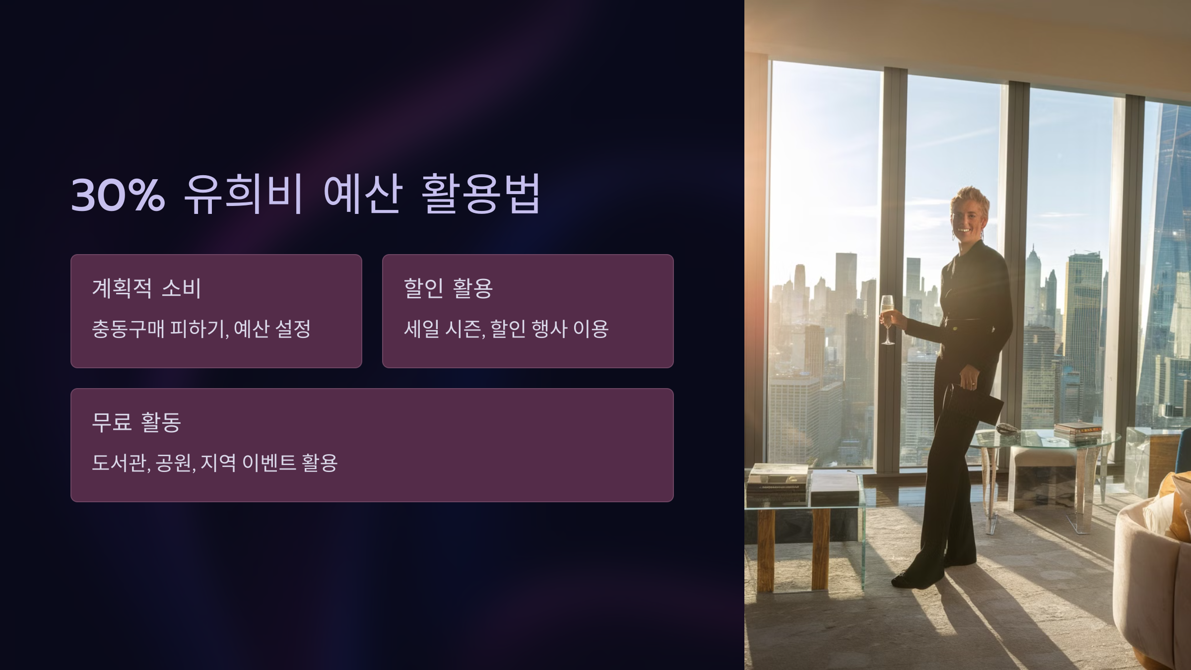 30% 유희비 예산 활용법