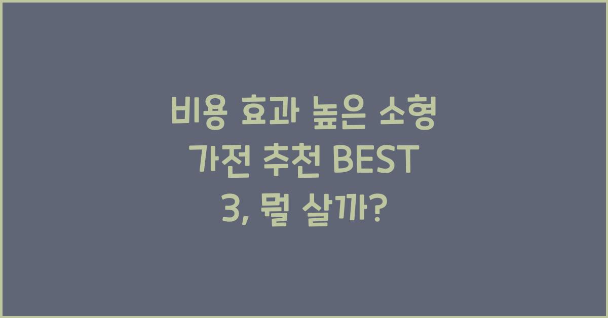비용 효과 높은 소형 가전 추천 BEST 3