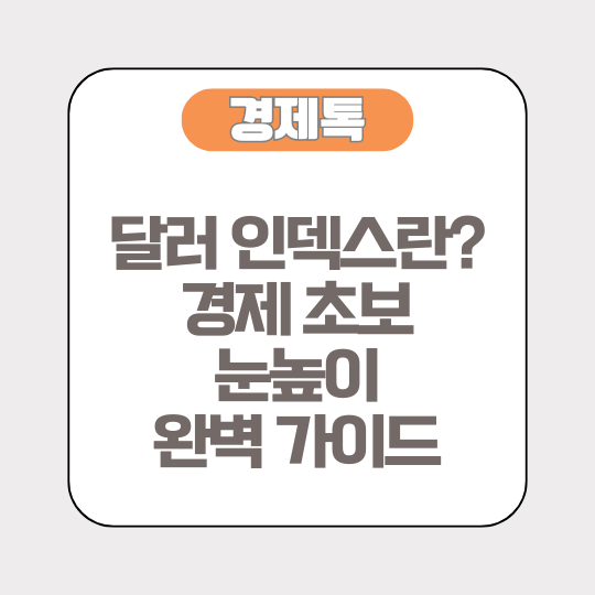 달러 인덱스란? 경제 초보 눈높이 완벽 가이드