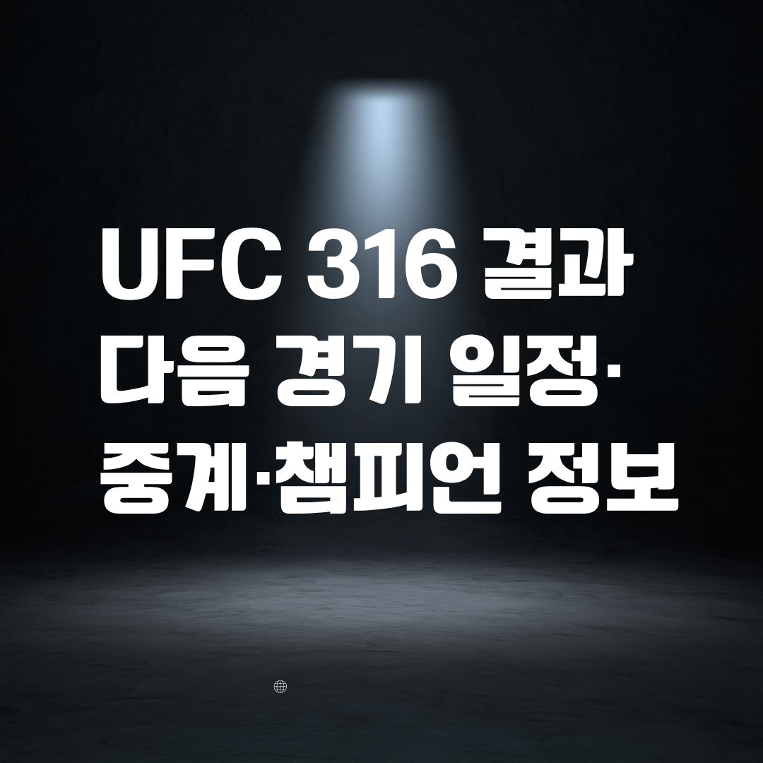 UFC 316 결과 및 다음 경기 일정·중계·챔피언 정보