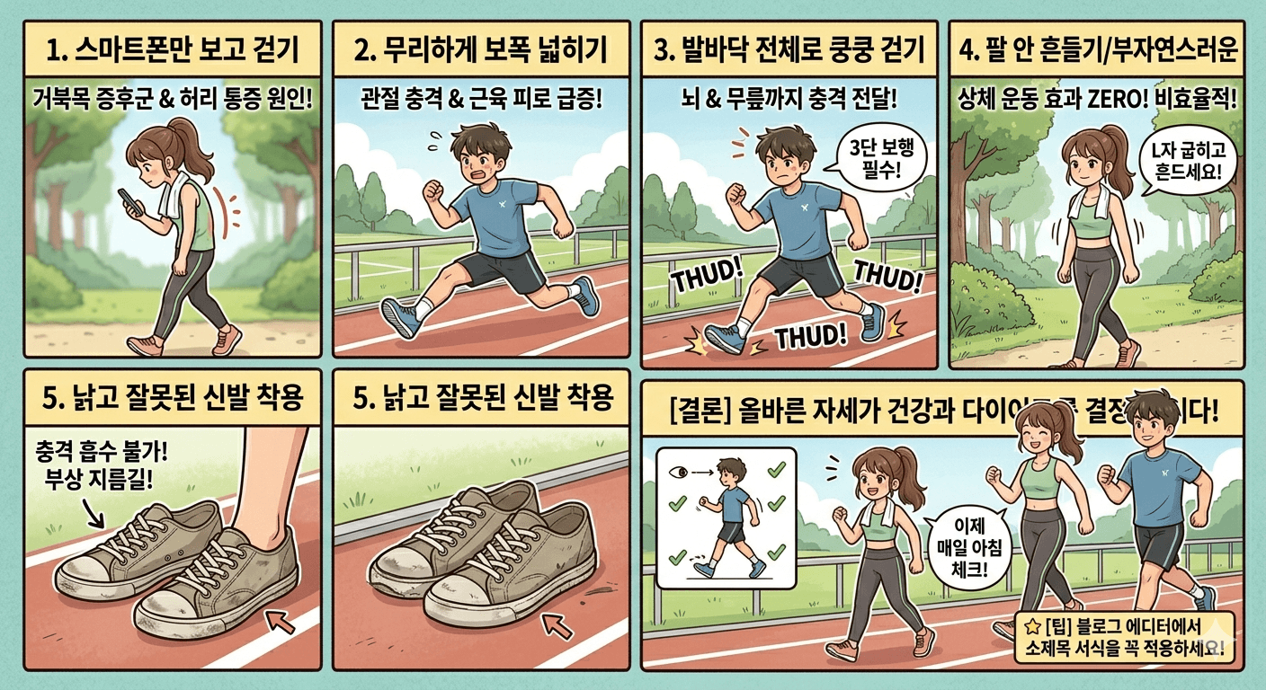 걷기 운동 시 흔한 실수 5가지