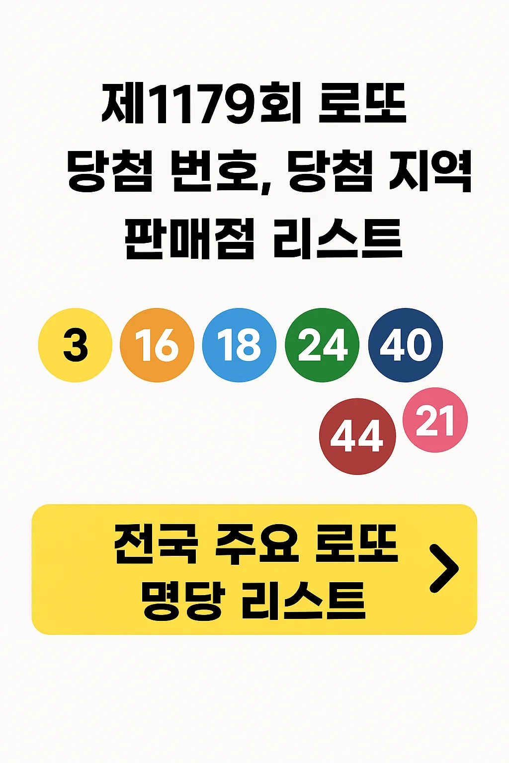 제1179회 로또 당첨번호 &amp; 전국 명당 총정리! 1등 판매점 리스트